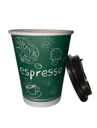 VASO 8 ONZ  VERDE C/TAPA TVIAN