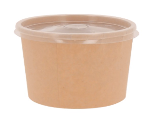 ENVASE 8 ONZ KRAFT C/TAPA TRANS. CUCHAREABLE