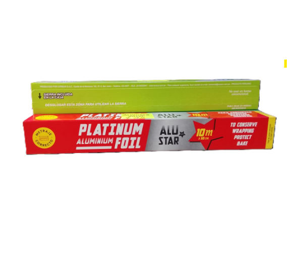 PAPEL ALUMINIO EN ROLLO 10MT X 30 CM ALU STAR